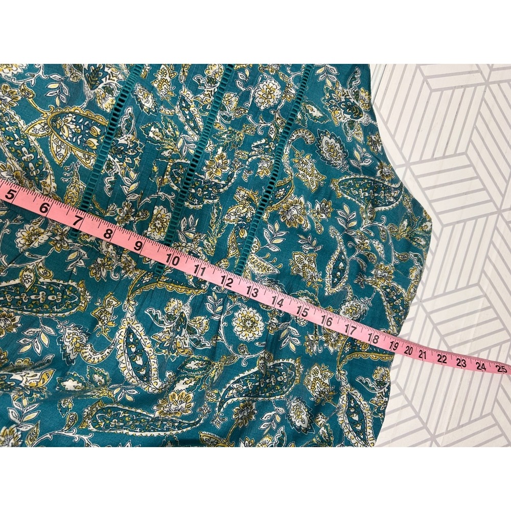 J. Jill Teal Paisley Tiered Maxi Dress Halter Size Medium Petite Summer Boho I - Picture 7 of 11